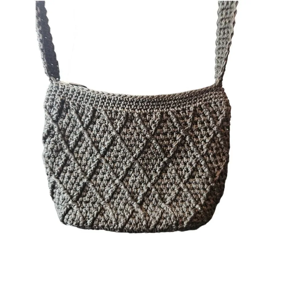Chateau black crocheted crossbody purse bag
